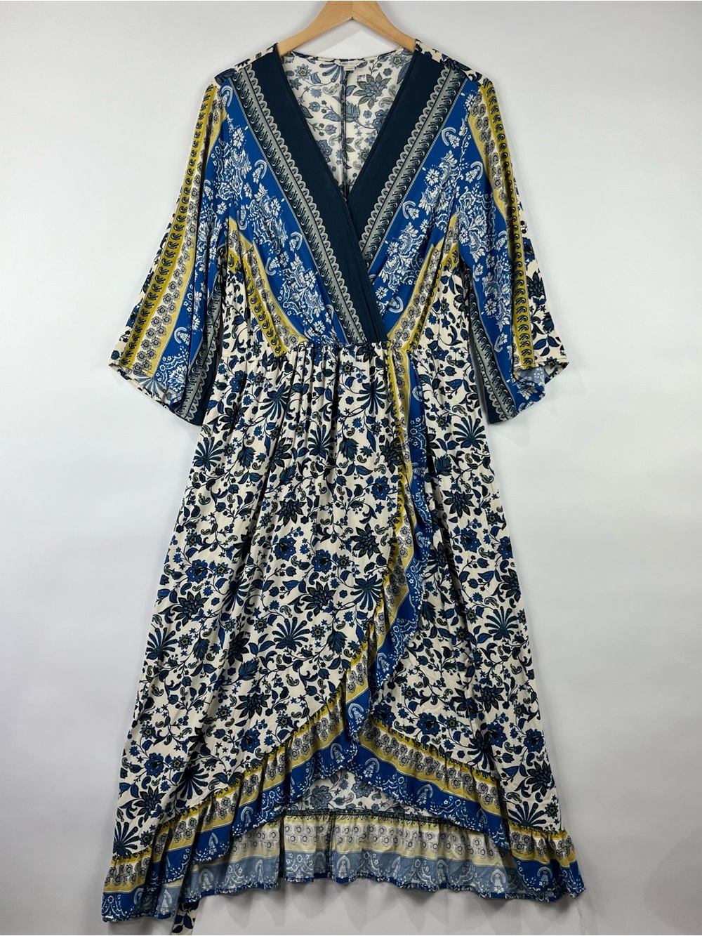 Cato Plus Size 14/16W Boho Floral Wrap Style Ruffle Dress